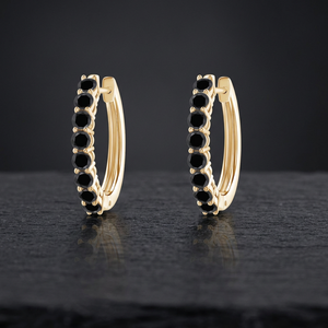 Women's Hoop <b>Earrings</b> Natural Black Diamonds Trendy Engagement <b>Wedding</b> Everyday Wear 10K 14K 18K Gold 925 935 <b>Silver</b> - Product Image 1