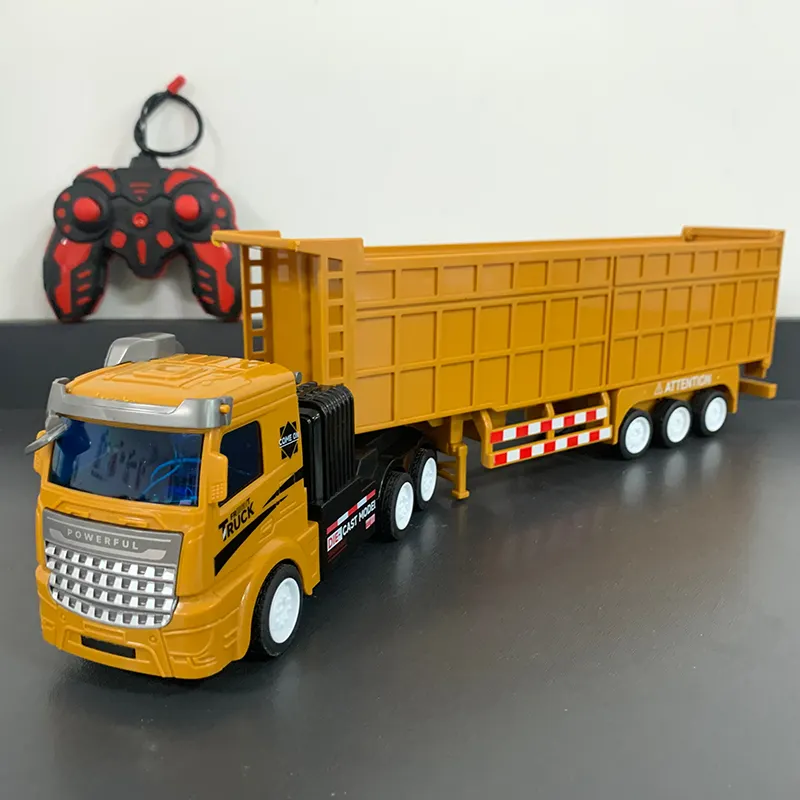 Camion à benne basculante RC avec remorque 1:32 Mini Semi Truck Toy Voiture télécommandée Véhicules de construction avec lumières Ingénierie Tracteur Jouet