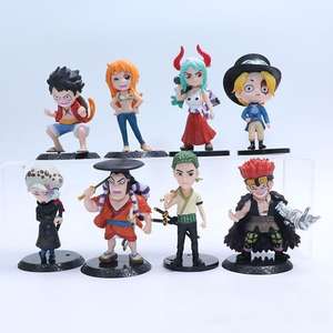 2 designs, 8 pièces/ensemble, figurines d'action d'anime de style nouveau, One Piece Luffy Nami Yamato, mini figurines en PVC - Product Image 1