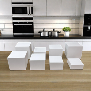 Gaojian <strong>White</strong> <strong>Acrylic</strong> 4mm Modern Buffet Table Riser Cube Nesting Lucite Food Display Pedestal Racks - Product Image 2