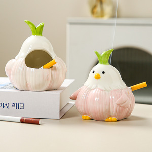 Ceramic Garlic Bird <b>Ashtray</b> Cartoon Design Desktop Decoration for Home Office - Product Image 2