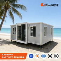 Maison préfabriquée extensible pour conditions météorologiques extrêmes avec mobilier, villa modulaire de luxe en conteneur, mini-maison portable, cabane de vie personnalisée