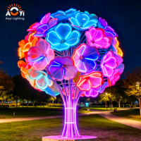 Luz Decorativa LED RGB para Exteriores, Resistente al Agua, con Diseño de Árbol de Flores, Ideal para Parques Urbanos
