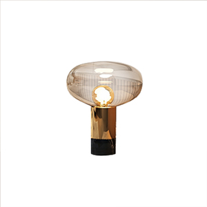 Comodino dorato postmoderno camera da letto luce notturna paralume in vetro per soggiorno illuminazione regolabile interior design arredi - Product Image 6