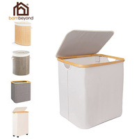 Panier à linge en bambou écologique et durable avec couvercle et poignée, pliable, pour la maison et la chambre