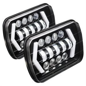 Faros LED Rectangulares de 7 Pulgadas con Forma de Flecha Amarilla, Luz Alta y Baja, y Luces de Circulación Diurna Blancas, Entrega de Fábrica - Product Image 2