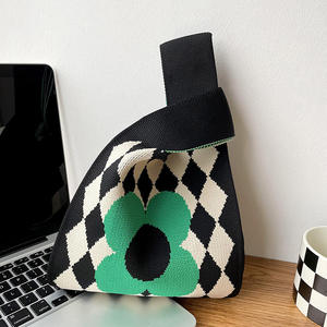 Sac à main mini de haute qualité 2026, nouveau sac à bandoulière personnalisé, sac fourre-tout en tricot à fleurs, sac fourre-tout à carreaux, sacs fourre-tout marocains - Product Image 4