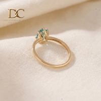 Bague en or massif 14 carats avec diamant de laboratoire et Yag Paraiba bleu de laboratoire, bijoux élégants et raffinés certifiés IGI pour femmes