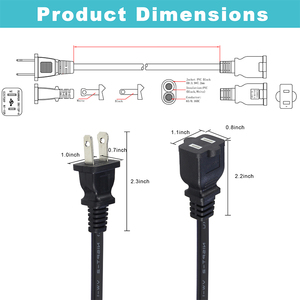 2ft NEMA 1-15r ổ cắm để NEMA 1-15p cắm nối Extender dây chúng tôi <span class=keywords><strong>2</strong></span>-prong mở rộng điện dẫn - Product Image 5