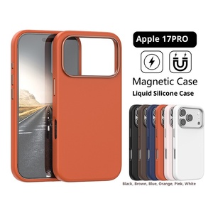 Custodia per telefono in Silicone liquido per 17/16/15promax colore solido foro sottile Design magnetico antiurto include impugnatura del telefono - Product Image 3