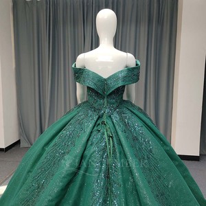 Lsany207 Green Plus Size Lace Flowers Maternity Quinceanera Chapel Train Puffy Skirt Vocal Art Dress Annual Temperament - Product Image 5