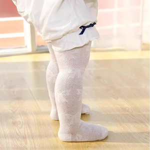 <span class=keywords><strong>Medias</strong></span> de algodón suave <span class=keywords><strong>con</strong></span> malla para bebé, <span class=keywords><strong>con</strong></span> lazo, transpirables, calados, para niñas, pantimedias de verano para bebés, al por mayor - Product Image 3