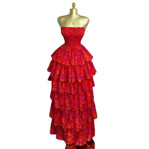 Bestseller und grenz überschreitende Damen bekleidung Sommer New Grace ful Tube Top Bedrucktes ärmelloses, langes Zwei-Wege-Kleid mit Rüschen - Product Image 5