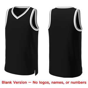 Maillot de basket-ball classique personnalisé noir et blanc - Product Image 2