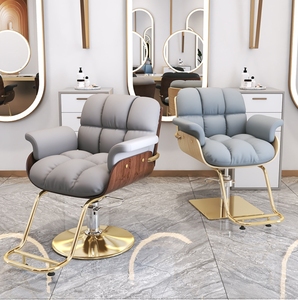 Luxury Upholstered Salon <b>Chair</b> with Adjustable Height and Gold Base - Modern Styling <b>Chair</b> for Professional Use - Product Image 2
