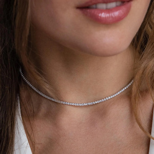 YF3356 Gioielli alla Moda, Collane con Zirconia Cubica, Placcate in <span class=keywords><strong>Oro</strong></span> 18K, Acciaio Inossidabile, Zirconi 5A, Collana Tennis, Collana da Clavicola - Product Image 3