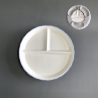 Assiette en céramique de qualité alimentaire pour enfants avec base d'aspiration en silicone, antidérapante, compartimentée, sans BPA, compatible micro-ondes