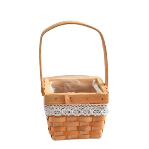 Hand Woven Rattan Flower <b>Basket</b> Round Storage <b>Basket</b> With Pearl Handle For Wedding Decoration - Product Image 4