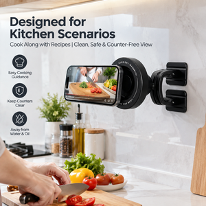 Support magnétique pour téléphone mural 360° °   Support adhésif rotatif pour téléphone, pour armoire ou carrelage, pour la lecture mains libres de recettes de cuisine - Product Image 3