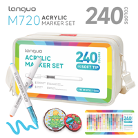 240 couleurs de marqueurs acryliques lavables pour enfants, non toxiques, inodores, à base d'eau, pour les tout-petits, la peinture sur roche et les projets artistiques