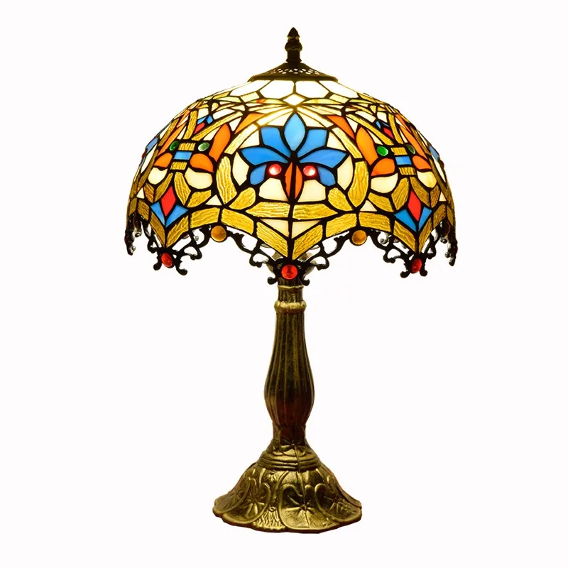 Ristorante tiffany lampada da tavolo da lettura in vetro colorato camera da letto dell'hotel comodino moderno mosaico di lusso lampada da tavolo turca