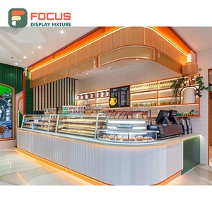 Vitrina de Café Premium con Iluminación, Estante para Pastelería con Panel Blanco, Vitrina para Cafetería - Product Image 2