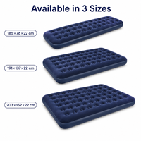 Lit d'air gonflable double pliable floqué, confortable, bleu marine, en PVC, pour tente de jardin et usage domestique