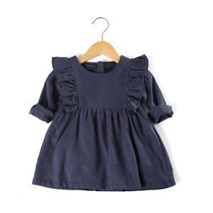 Vestido de lino y algodón para niña, Vestido de manga larga para niña, vestido con volantes para bebé - Product Image 6