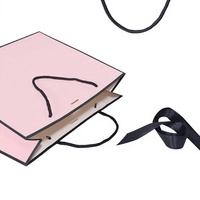 Sacchetti Regalo di Lusso in Carta Rosa con Logo Personalizzato e Manico in Raso, Confezione Personalizzabile per Vestiti, Profumi, Regali di San Valentino e Compleanno