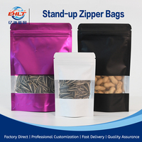 Pochette zippée mate colorée avec fenêtre transparente, refermable, de qualité alimentaire, pour noix et fruits secs