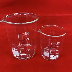 250ml कस्टम लोगो 3.3 उच्च borosilicate ग्लास बीकर