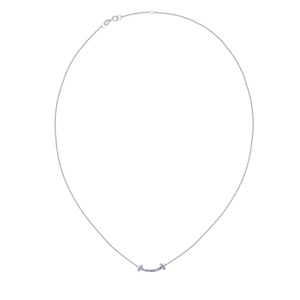 Collier pendentif sourire tendance personnalisable avec chaîne à maillons en cristal, bijoux fins pour femme, cadeau - Product Image 1