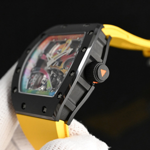 Montre mécanique squelette de style RM haut de gamme unisexe, art graffiti, mouvement ajouré coloré, boîtier en fibre de carbone de haute qualité, bracelet en caoutchouc - Product Image 4