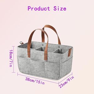 Organizador de pañales de bebé de fieltro portátil a <span class=keywords><strong>precio</strong></span> de fábrica con correa para el hombro y Asa de cuero para niño y niña - Product Image 3