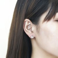Boucles d'oreilles clous en argent sterling S925 plaqué or rose avec pierre précieuse ronde et quatre griffes, pierre de naissance de décembre pour femme