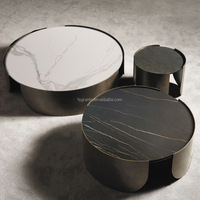 Table Basse de Luxe Moderne et Design en Fer, Cadre en Acier Convertible, Multifonctionnelle, Style Nordique Minimaliste, Plateau en Marbre Doré Personnalisable