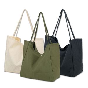 Sac fourre-tout en toile de couleur unie de 16 oz avec poche intérieure, réutilisable, écologique, style féminin, étiquette OEM - Product Image 1