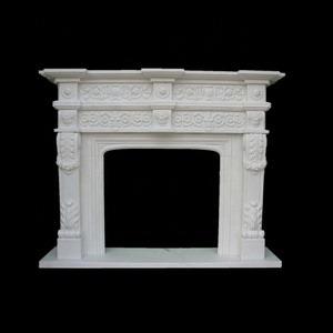 Cadre de <span class=keywords><strong>cheminée</strong></span> d'intérieur en marbre véritable autoportant en <span class=keywords><strong>pierre</strong></span> avec motif de fleurs pour une utilisation en hôtel - Product Image 2