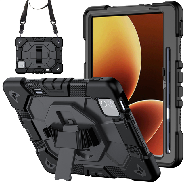 Kids Shockproof Case for Xiaomi Pad 8 Pro 360 Kickstand Hand Shoulder Strap Rugged Tablet Cover