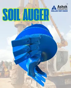 Ashok Industries Blue Heavy Duty Soil <b>Auger</b> Earth <b>Drilling</b> Attachment for 50 Ton Excavators-Construction & Farm Use - Product Image 1