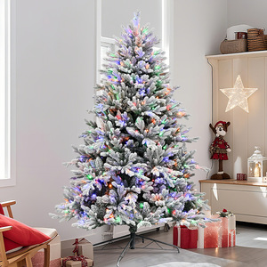 Arbre de Noël floqué populaire en PE+PVC, avec <span class=keywords><strong>neige</strong></span> artificielle, arbre nu et décoration de Noël auto-éclairante - Product Image 2