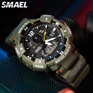 Reloj SMAEL 8045 para hombre, resistente al agua, de lujo, reloj de pulsera para hombre, movimiento de cuarzo, luz trasera LED Digital, cronómetro, alarma, reloj para hombre - Product Image 1