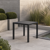 Table à manger carrée extensible noire mate, mobilier moderne pour café en plein air, patio, jardin, restaurant, bistrot