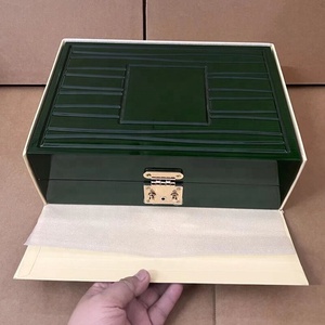 Cajas y estuches de madera verde de lujo personalizados de fábrica con 8 ranuras para guardar relojes, con logo, organizadores de relojes para hombre y mujer - Product Image 3