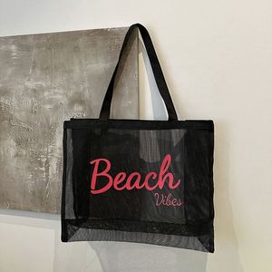 Whosale Shopping Custom Logo Print Large Net Mesh Gym Beach <b>Tote</b> <b>Bag</b> for Beauty Counter Gift - Product Image 2