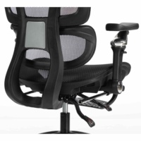 Chaise de bureau ergonomique avec appui-tête réglable, accoudoirs 6D, design moderne, structure en maille pour la maison, le bureau et l'école, noire, vente en gros