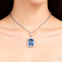 KAAN JEWELRY Modische 925 Silber Blau Anhänger Halskette, als Geschenk und für Festivals verwendet.
