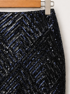 Jupe crayon de luxe à sequins pour femme, élégante, taille haute, longueur midi, moulante, idéale pour les soirées et tenues de soirée - Product Image 4