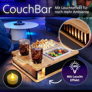 Plateau de canapé lumineux avec 2 bols en acier inoxydable, support pour téléphone portable et boissons - Product Image 3