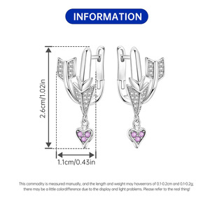 Boucles d'oreilles en forme de flèche de Cupidon en cuivre blanc, boucles d'oreilles originales haut de gamme, accessoires pour femmes - Product Image 2